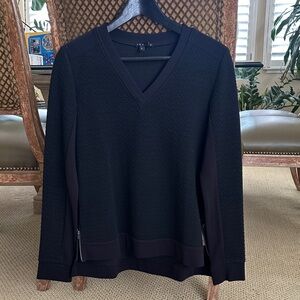 Theory Textured Black V-Neck Sweater